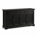Aparador de madera maciza negro con tiradores de metal 160x80x40 cm
