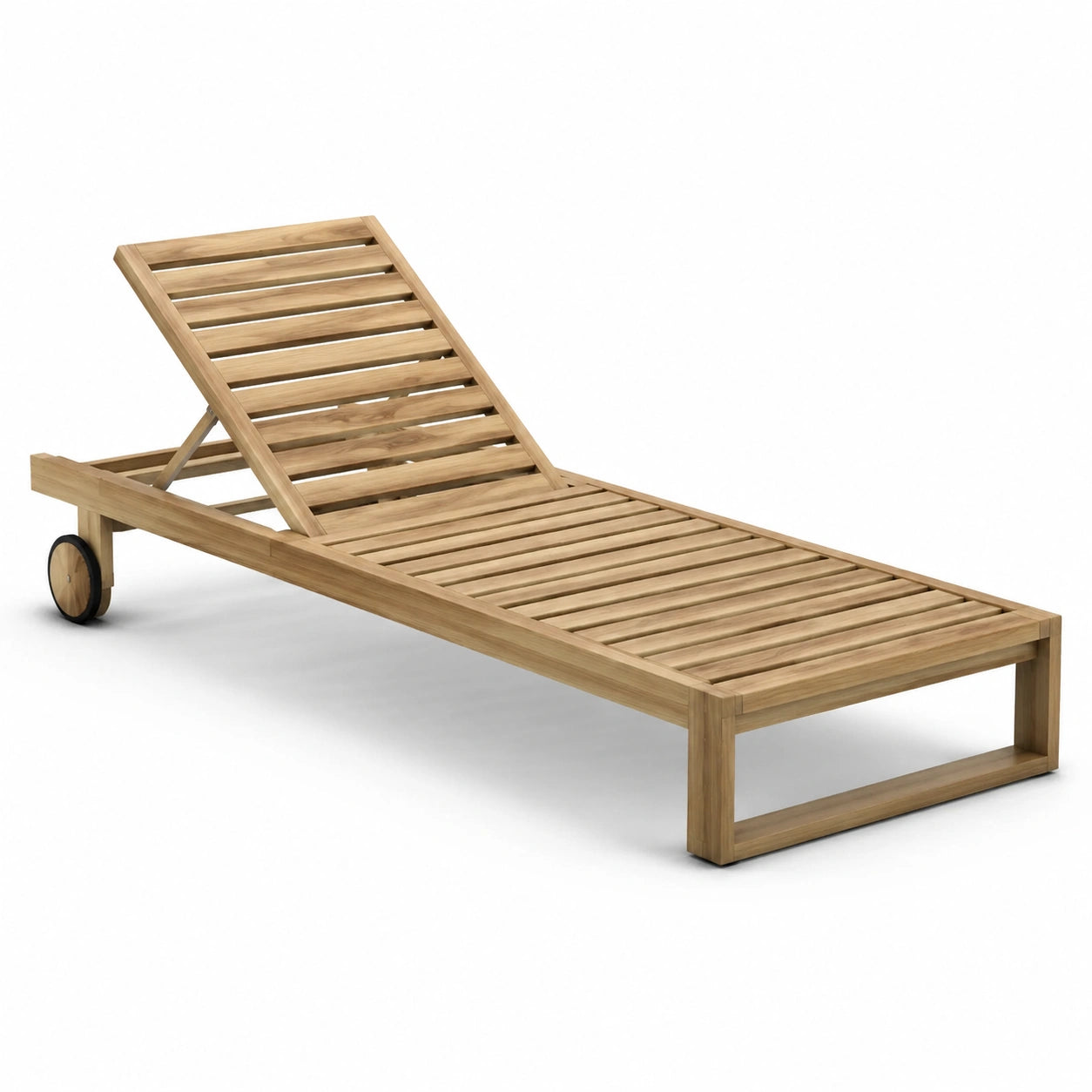 Tumbona de madera con ruedas ajustable