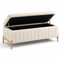 Banco de almacenamiento de tejido de poliéster y metal 120 cm beige