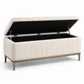 Banco de Almacenamiento de Tela de Poliéster Beige con Base Metálica 100x40x45 cm