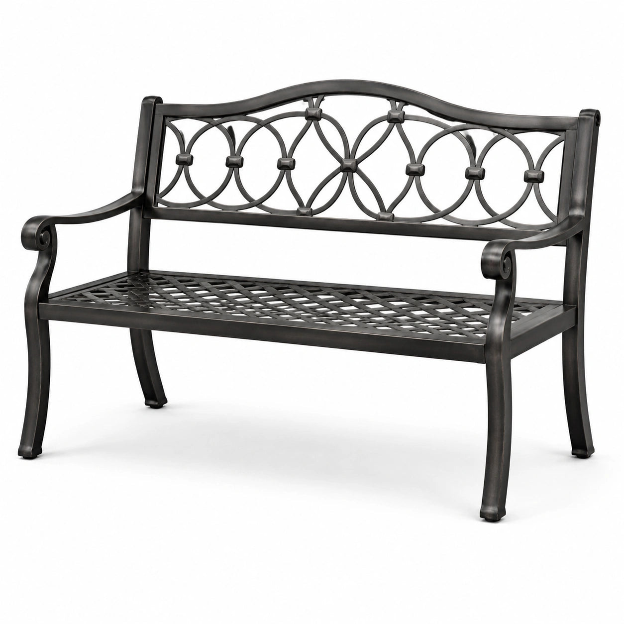 Banco de metal negro para exterior 127 cm