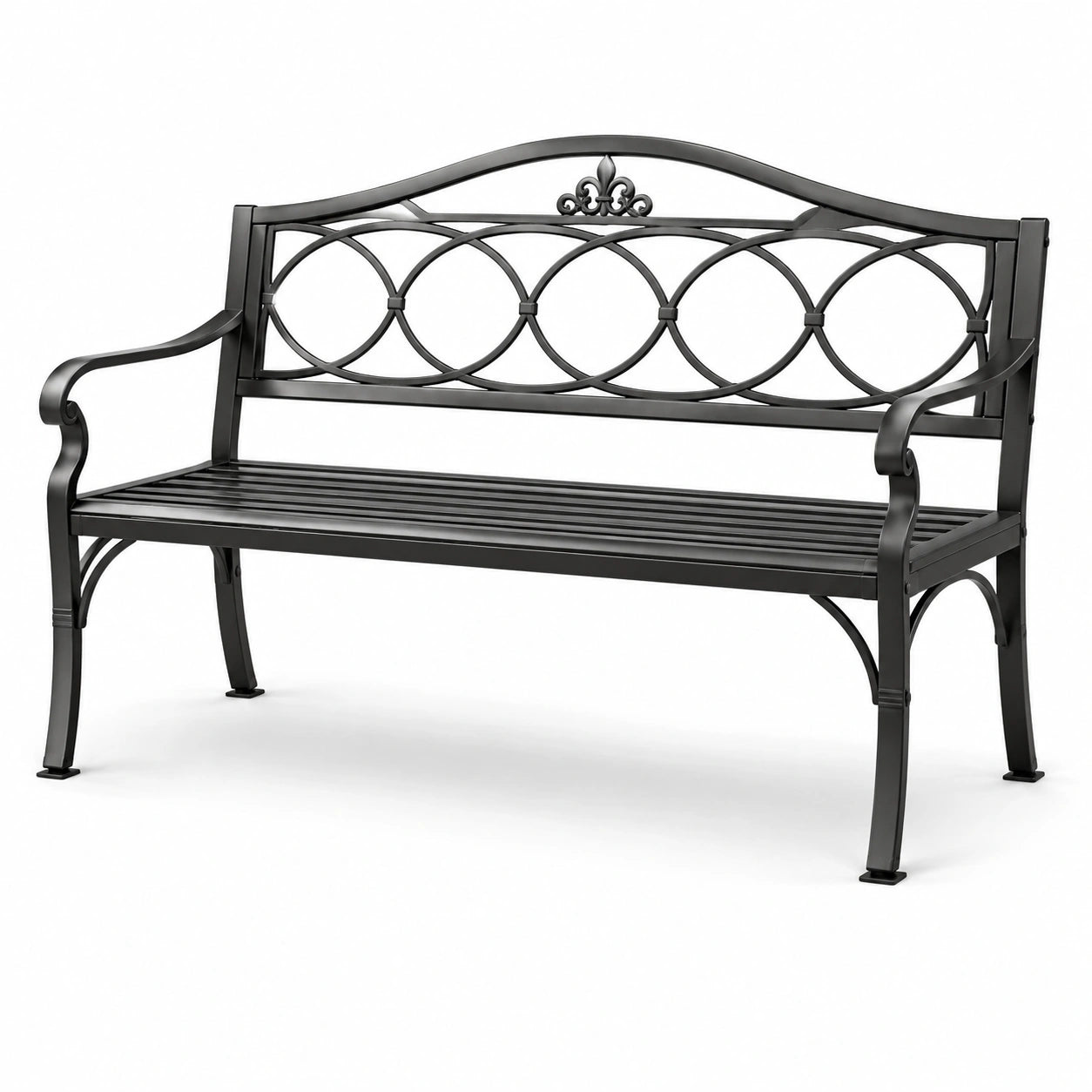 Banco de jardín de metal negro 128x60x85cm