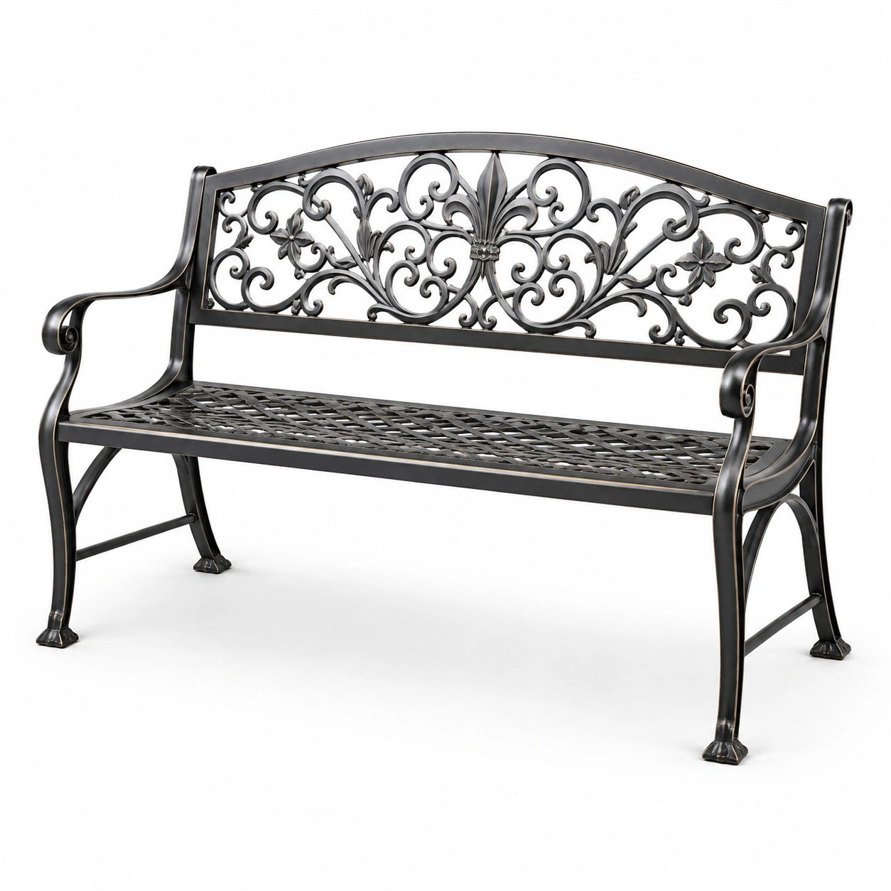 Banco de metal negro para jardín 124 cm