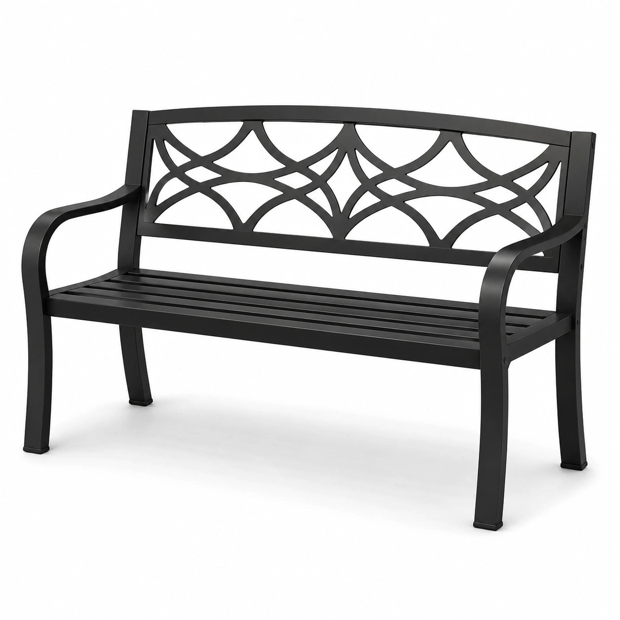 Banco de hierro negro para exterior, 125 cm