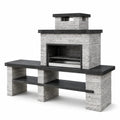 Barbacoa de piedra volcánica y hormigón para exteriores 110x50x150 cm gris y negro