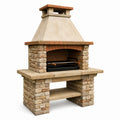 Barbacoa de ladrillo y piedra natural para exteriores 150x70x200 cm beige/rojo