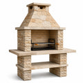 Barbacoa de Piedra Natural con Parrilla de Acero 160x70x210 cm Beige