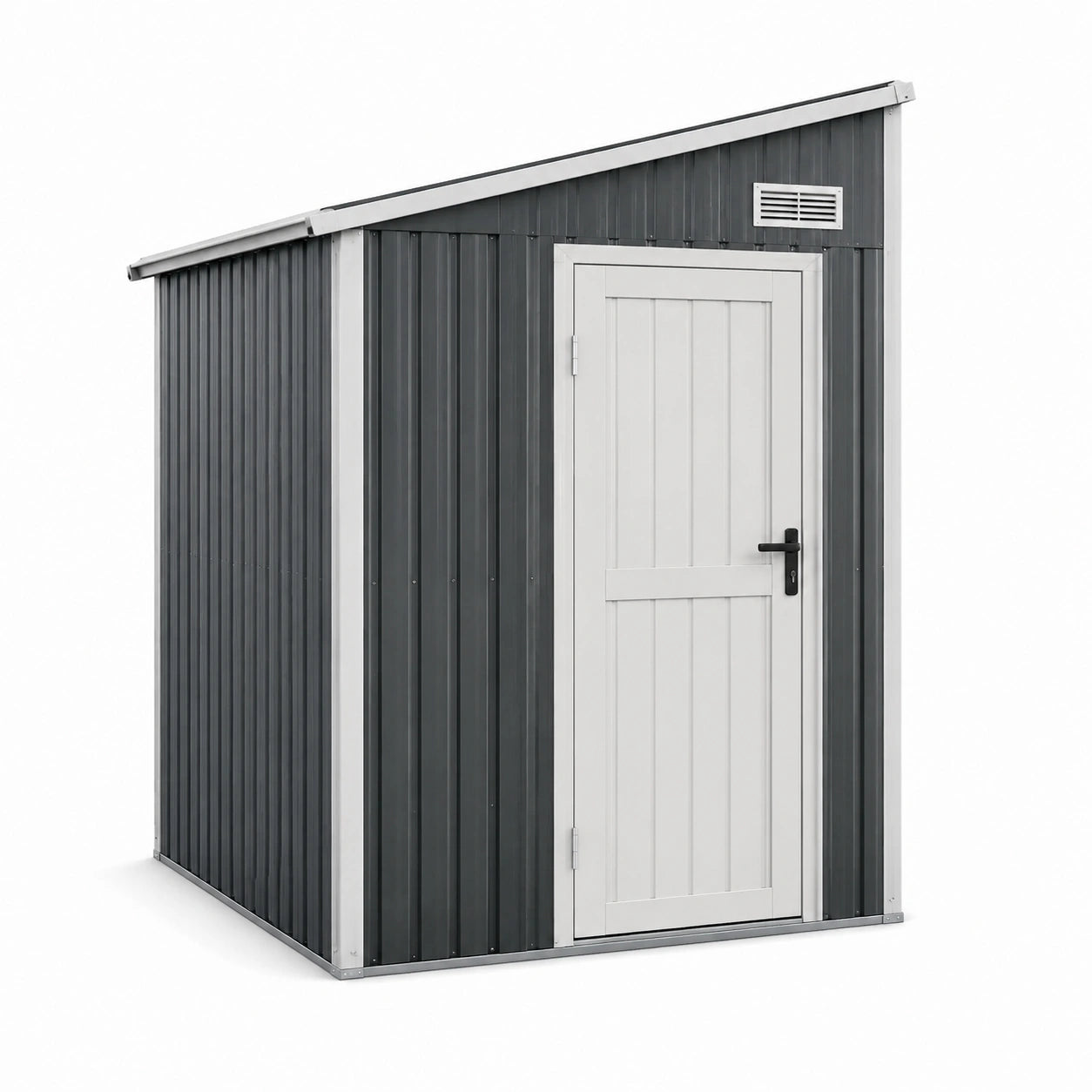 Cobertizo de jardín de acero galvanizado gris/blanco 196x122x180 cm