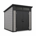 Cobertizo de jardín de resina reforzada gris/negro 200x130x215 cm