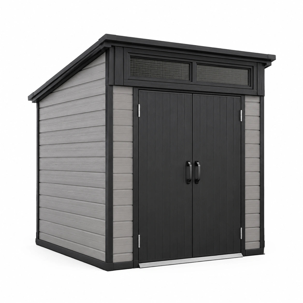 Cobertizo de jardín de resina reforzada gris/negro 200x130x215 cm