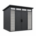 Cobertizo de resina con estructura metálica 240x175x210 cm negro y gris