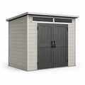 Cobertizo de jardín de plástico con puertas dobles gris y blanco 185x152x226 cm