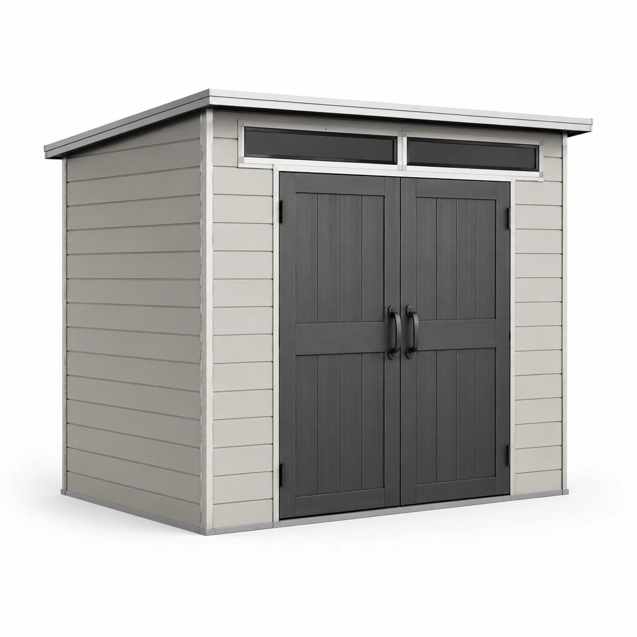 Cobertizo de jardín de plástico con puertas dobles gris y blanco 185x152x226 cm