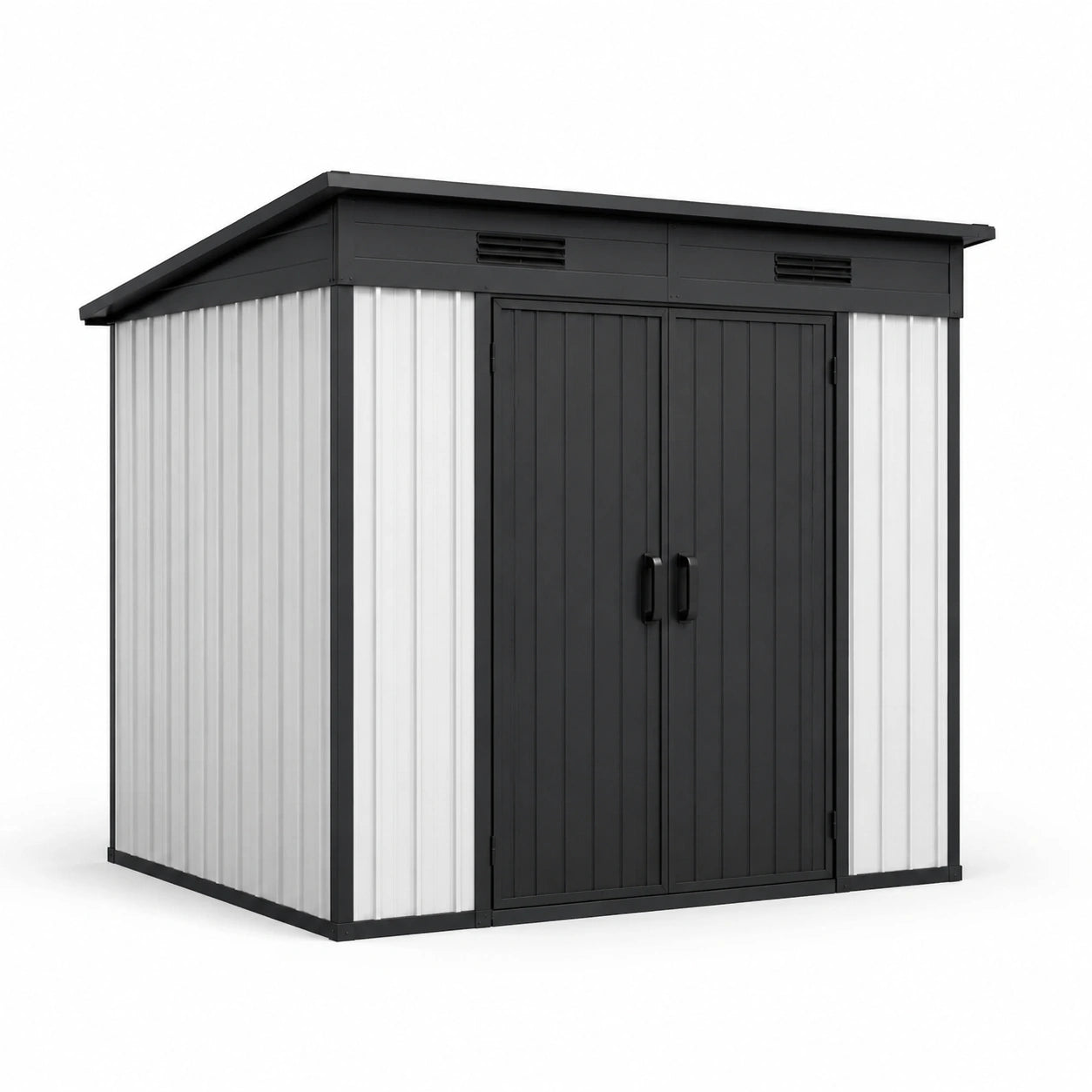 Cobertizo de jardín de acero 213x127x185 cm negro/gris