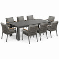 Conjunto de comedor exterior de aluminio con mesa y 8 sillas gris