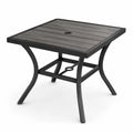 Mesa cuadrada de aluminio con tablero de madera sintética negra
