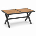 Mesa de comedor de jardín aluminio y teca 180 cm negro