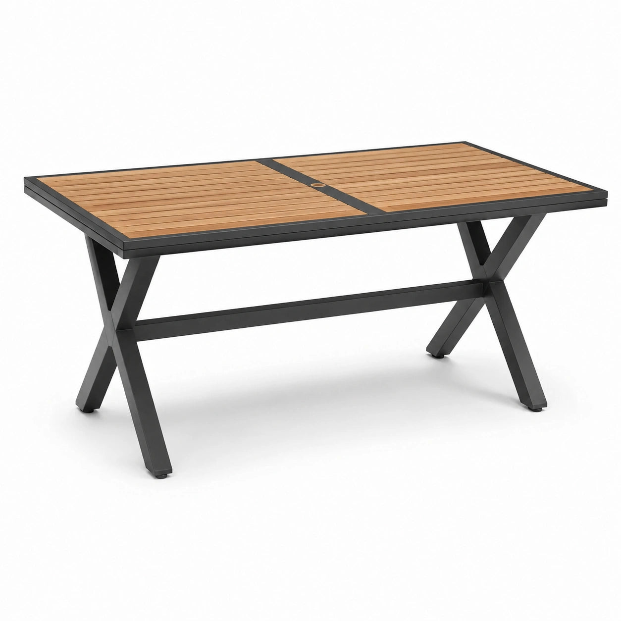Mesa de comedor de jardín aluminio y teca 180 cm negro